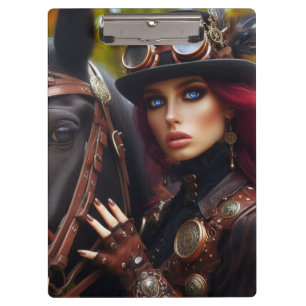Steampunk-Victorian-Lady-Dunkle-Reiterin Klemmbrett