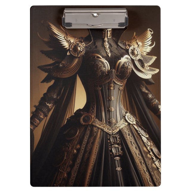 Steampunk Viktorianisch Black and Gold Empress Gow Klemmbrett (Vorderseite)