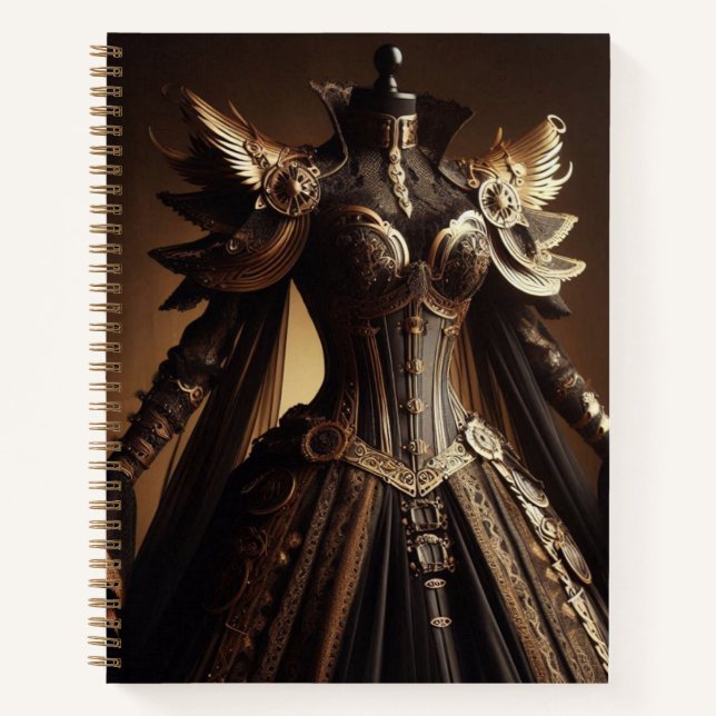 Steampunk Viktorianisch Black and Gold Empress Gow Notizbuch (Vorderseite)