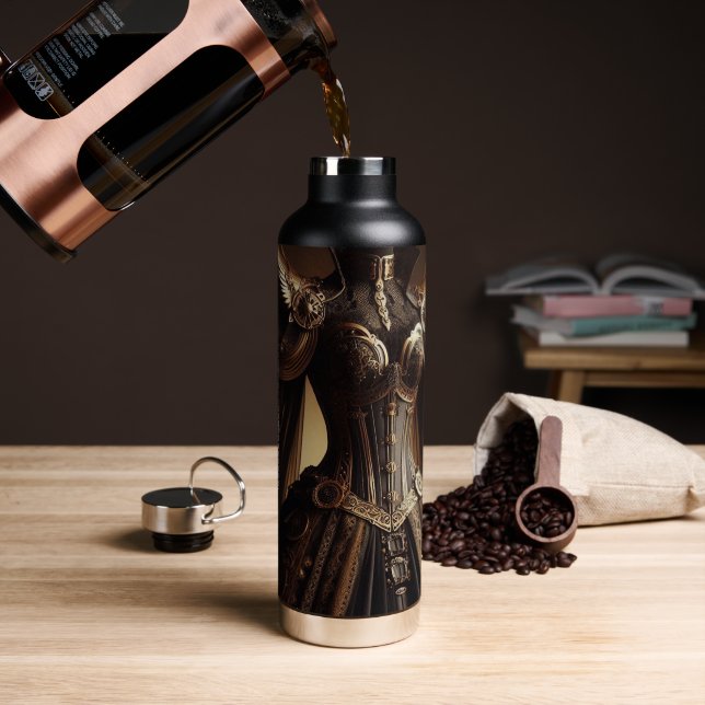 Steampunk Viktorianisch Black and Gold Empress Gow Trinkflasche (Kaffee)