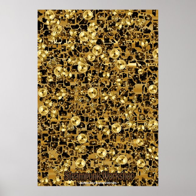 Steampunk Viktorianisch Brass Cogs & Gears Art Pos Poster (Vorne)