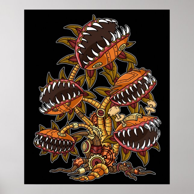 Steampunk Viktorianisch Carnivorys Pflanze Venus F Poster (Vorne)