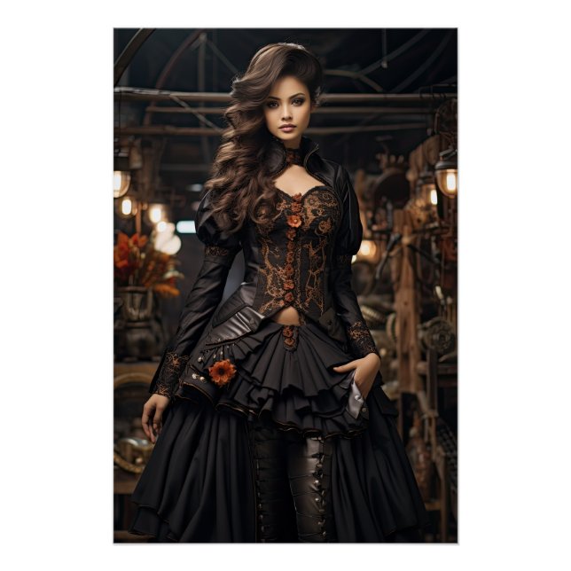 Steampunk Viktorianisch Cosplay Top Hat Gears Poster (Vorderseite)