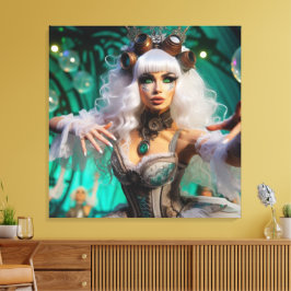 Steampunk Viktorianisch Futuristic Green Dancer Leinwanddruck