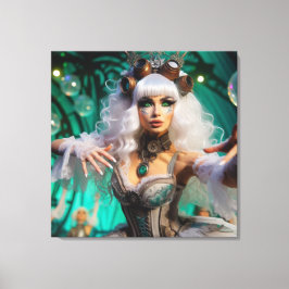Steampunk Viktorianisch Futuristic Green Dancer Leinwanddruck