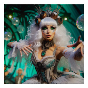 Steampunk Viktorianisch Futuristic Green Dancer Poster
