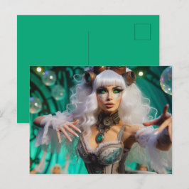 Steampunk Viktorianisch Futuristic Green Dancer Postkarte