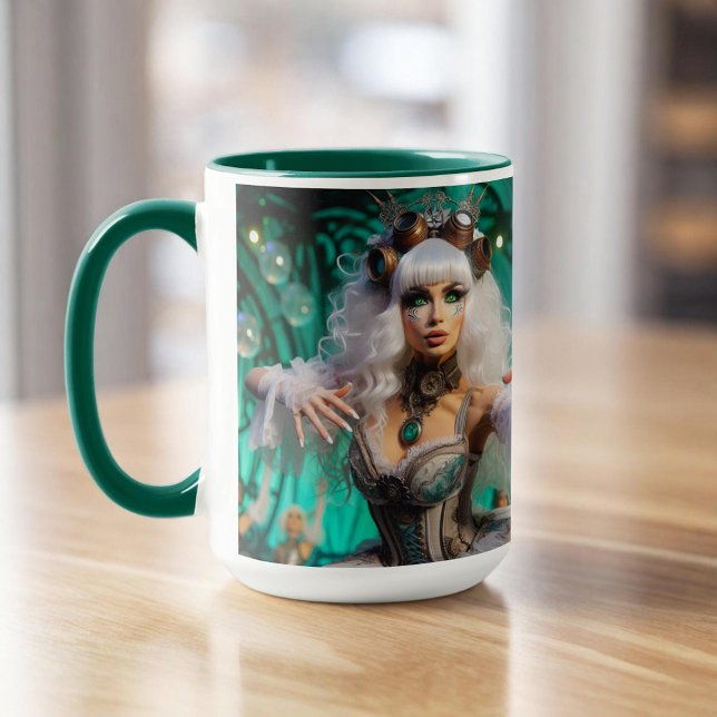 Steampunk Viktorianisch Futuristic Green Dancer Tasse (Von Creator hochgeladen)