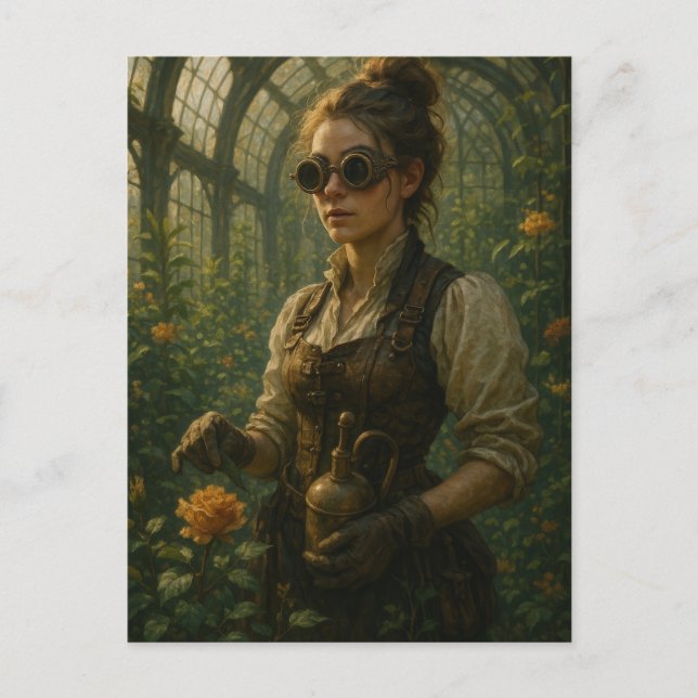 Steampunk Viktorianisch Gardener Art Postkarte (Vorderseite)