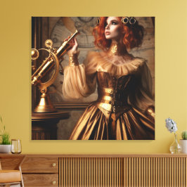 Steampunk Viktorianisch Gold Astronomin Leinwanddruck