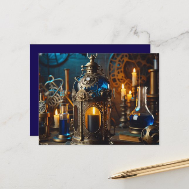 Steampunk Viktorianisch Gothic Scientists Labrador Postkarte (Vorderseite/Rückseite Beispiel)