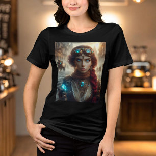 Steampunk Viktorianisch Industrial Lady Adventures Tri-Blend Shirt