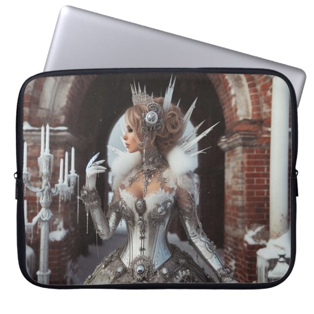 Steampunk Viktorianisch Industrial Winter Ice Quee Laptopschutzhülle (Vorderseite)