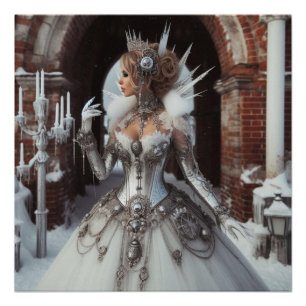 Steampunk Viktorianisch Industrial Winter Ice Quee Poster