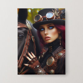 Steampunk Viktorianisch Lady Dark Rider Button