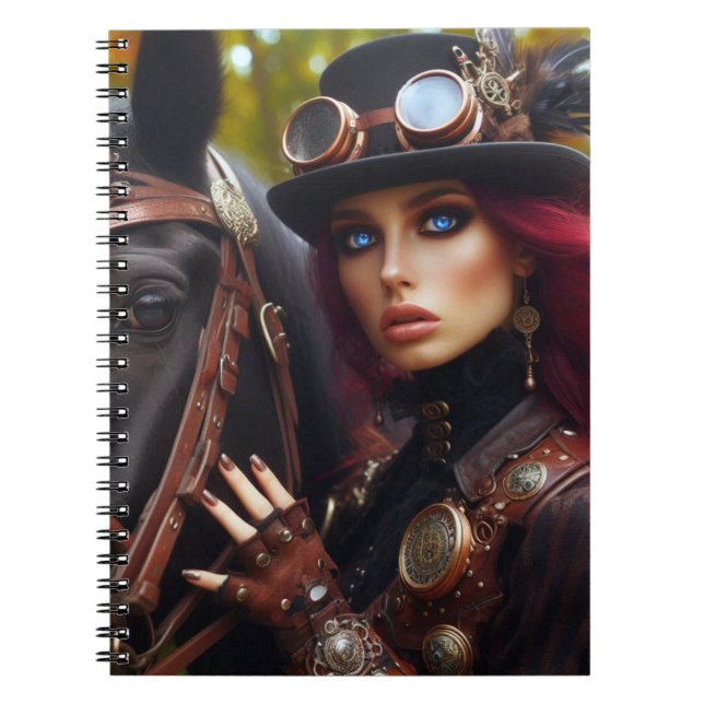 Steampunk Viktorianisch Lady Dark Rider Notizblock (Vorderseite)