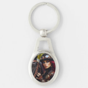 Steampunk Viktorianisch Lady Dark Rider Schlüsselanhänger