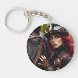 Steampunk Viktorianisch Lady Dark Rider Schlüsselanhänger