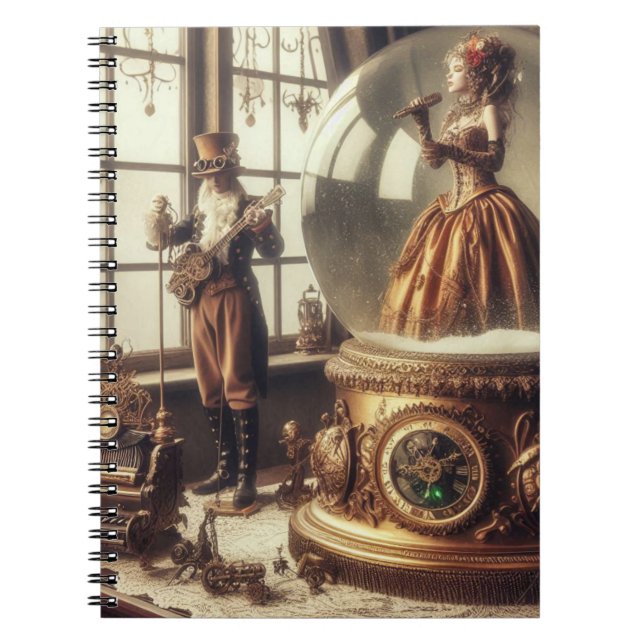 Steampunk Viktorianisch Music Snow Globe Performer Notizblock (Vorderseite)