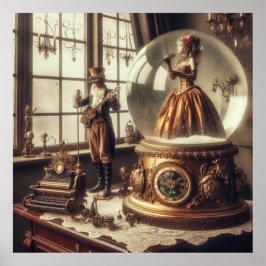 Steampunk Viktorianisch Music Snow Globe Performer Poster