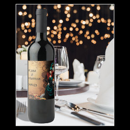 Steampunk Viktorianisch Wedding Weinetikett