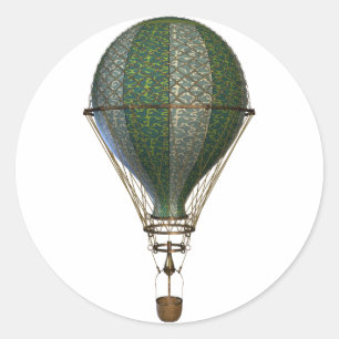 Steampunk viktorianischer Ballon Runder Aufkleber