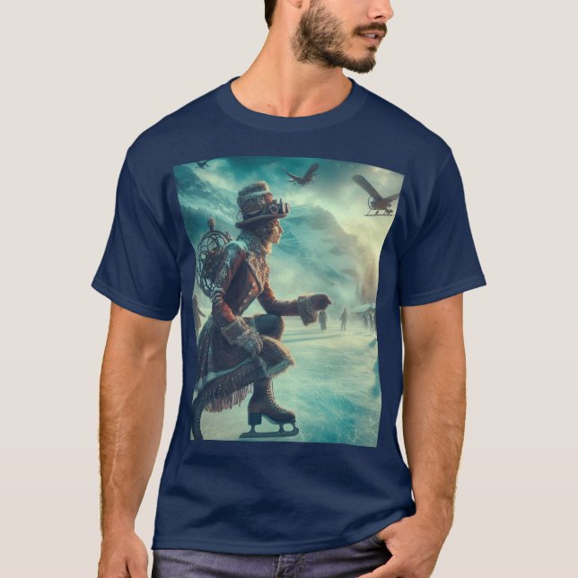 Steampunk viktorianischer Fantasy-Winter-Bote T-Shirt (Vorderseite)