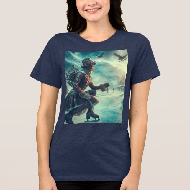 Steampunk viktorianischer Fantasy-Winter-Bote Tri-Blend Shirt (Vorderseite)