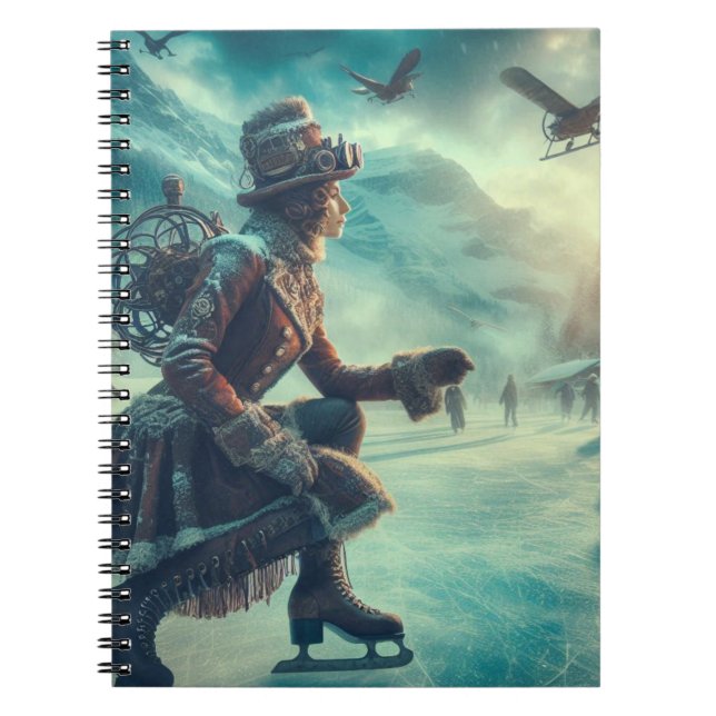 Steampunk viktorianischer Fantasy-Winterbote Notizblock (Vorderseite)