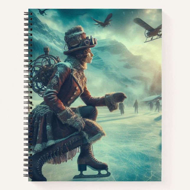 Steampunk viktorianischer Fantasy-Winterbote Notizbuch (Vorderseite)