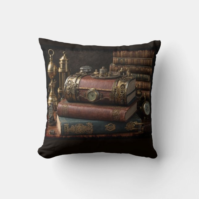 Steampunk Vintag Books Kissen (Vorderseite)