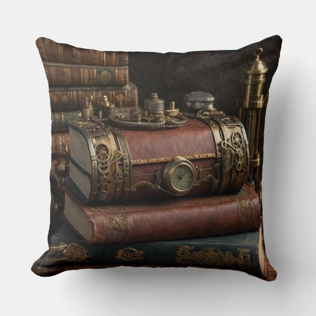 Steampunk Vintag Books Kissen (Vorderseite)