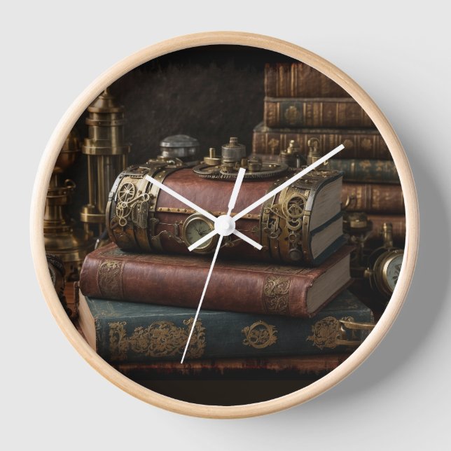Steampunk Vintag Books Uhr (Vorderseite)