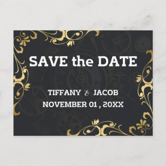 Steampunk Vintag Cogs Save the Date Einladung Postkarte