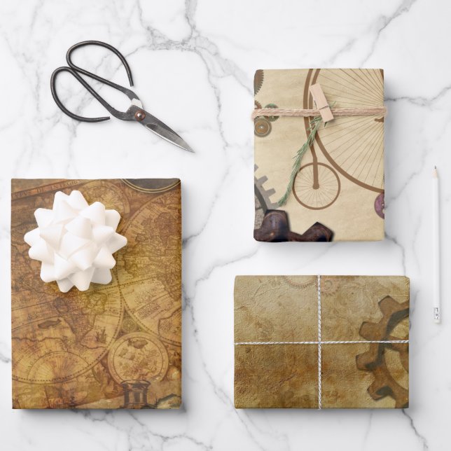 Steampunk Vintag Collection Geschenkpapier Set (Vorderseite)