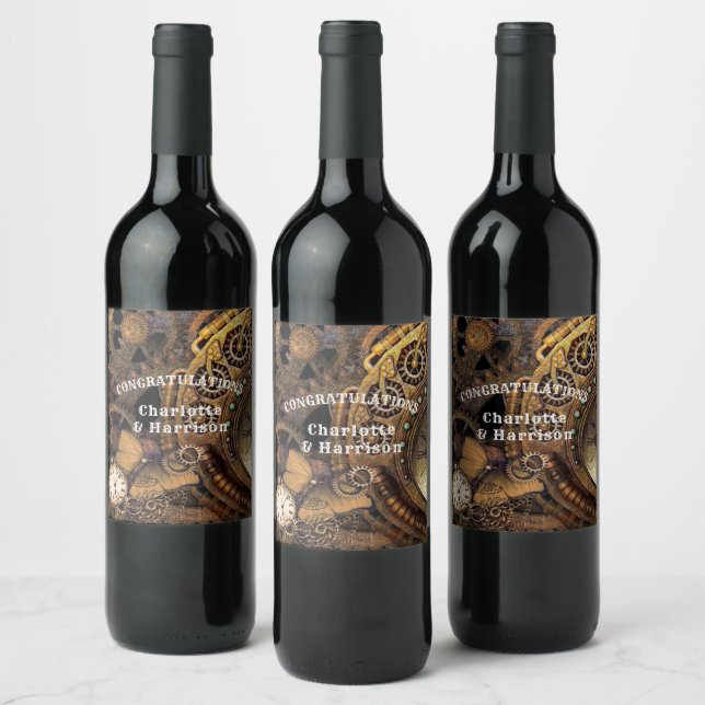 Steampunk Vintag Gears Weinetikett (Flaschen)