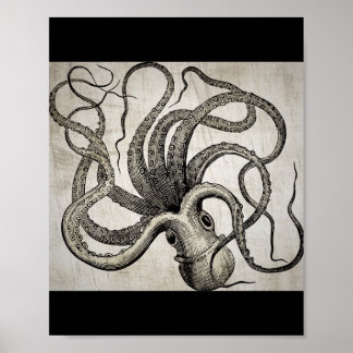 Steampunk Vintag Octopus Poster