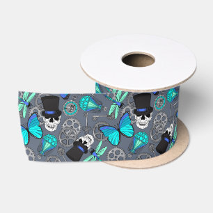 Steampunk Vintag Skulls und Schmetterlinge Grunge Satinband