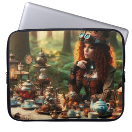Steampunk Vintag Viktorianisch Lady Mad Hatter Laptopschutzhülle