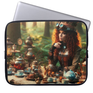 Steampunk Vintag Viktorianisch Lady Mad Hatter Laptopschutzhülle
