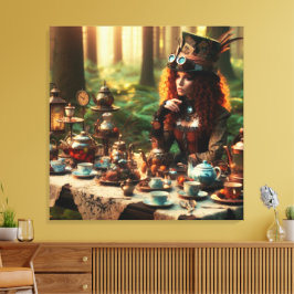 Steampunk Vintag Viktorianisch Lady Mad Hatter Leinwanddruck