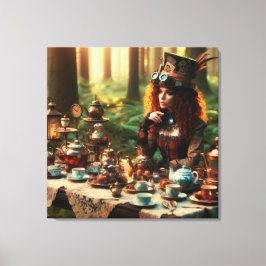 Steampunk Vintag Viktorianisch Lady Mad Hatter Leinwanddruck