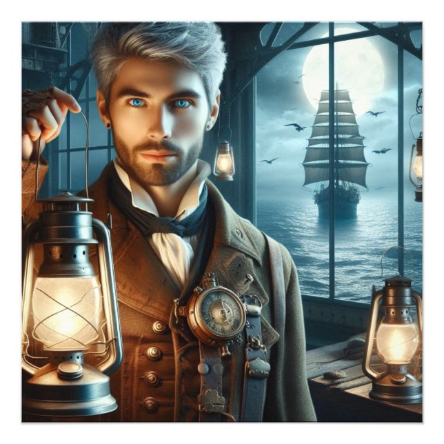 Steampunk Vintag Viktorianisch Lighthouse Keeper Fotodruck (Vorne)