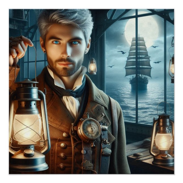 Steampunk Vintag Viktorianisch Lighthouse Keeper Poster (Vorderseite)
