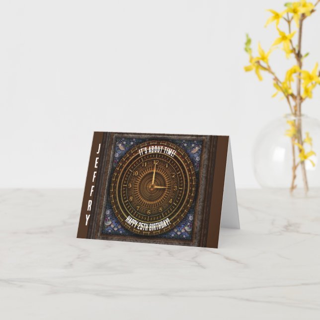 Steampunk-Vintage, altmodische Kupferklemme Karte (Gelbe Blume)