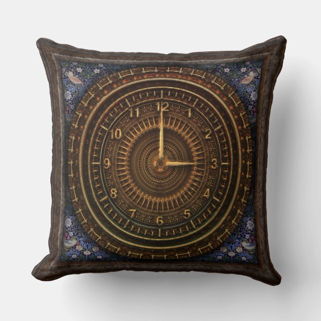Steampunk-Vintage, altmodische Kupferklemme Kissen (Vorderseite)
