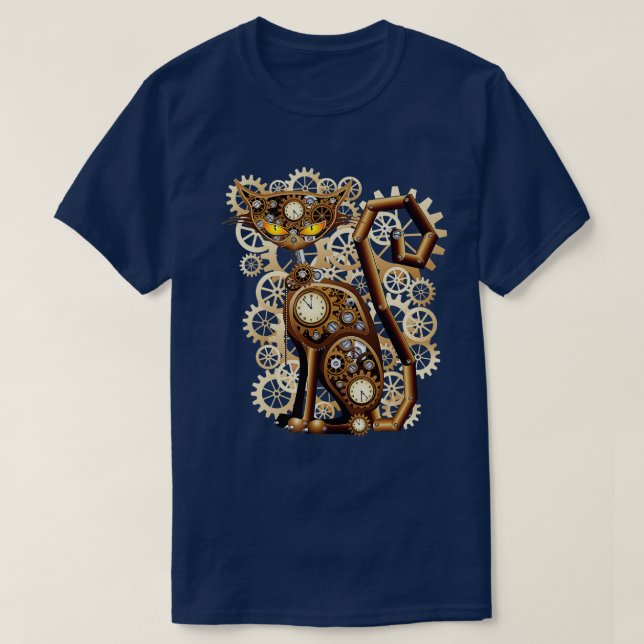 Steampunk Vintage Clockwork Cat  T-Shirt (Design vorne)