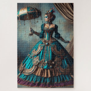 Steampunk-Vintage-Dame im viktorianischen Zirkus