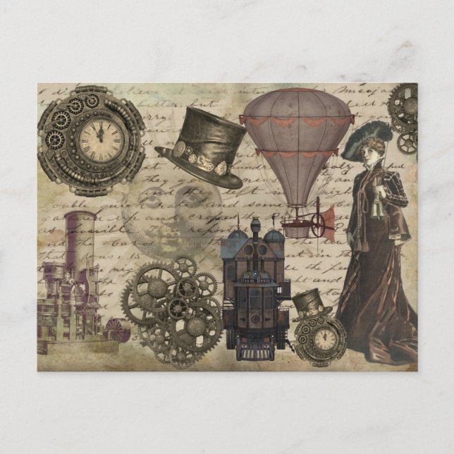 Steampunk Vintage Industrial Postkarte (Vorderseite)
