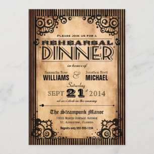 Steampunk Vintage-Look Probe-Dinner Einladung